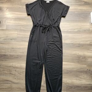 Pink Lily Charcoal Jumpsuit with Tie Waist